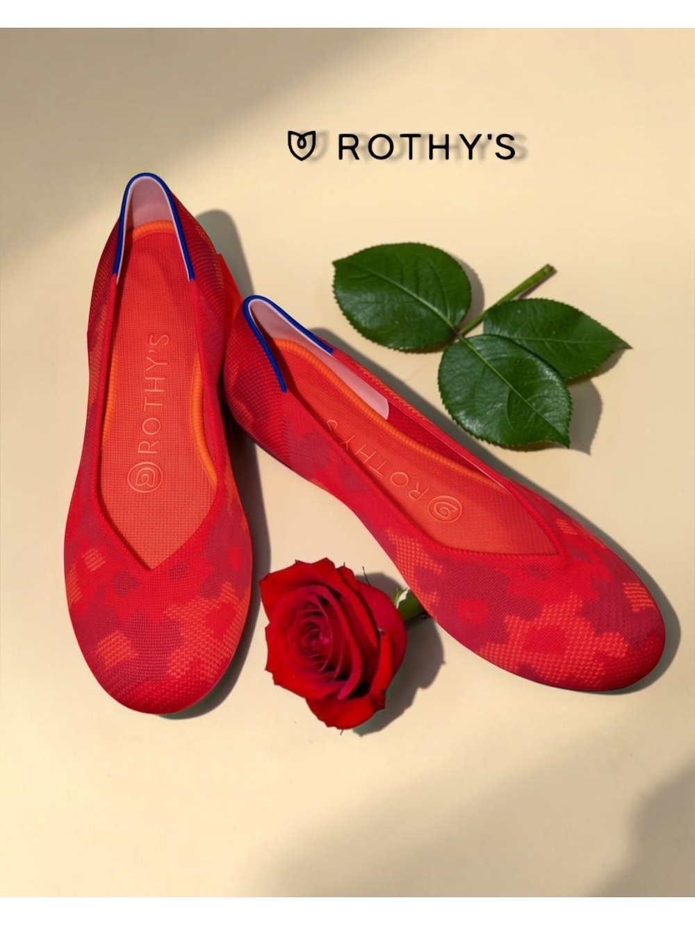 RARE Rothy’s The Point Limited Edition Red Botanicamo Flats Size 5